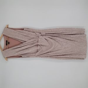 Lauren Ralph Lauren Pink Shimmer Metallic Faux Wrap Dress #4098